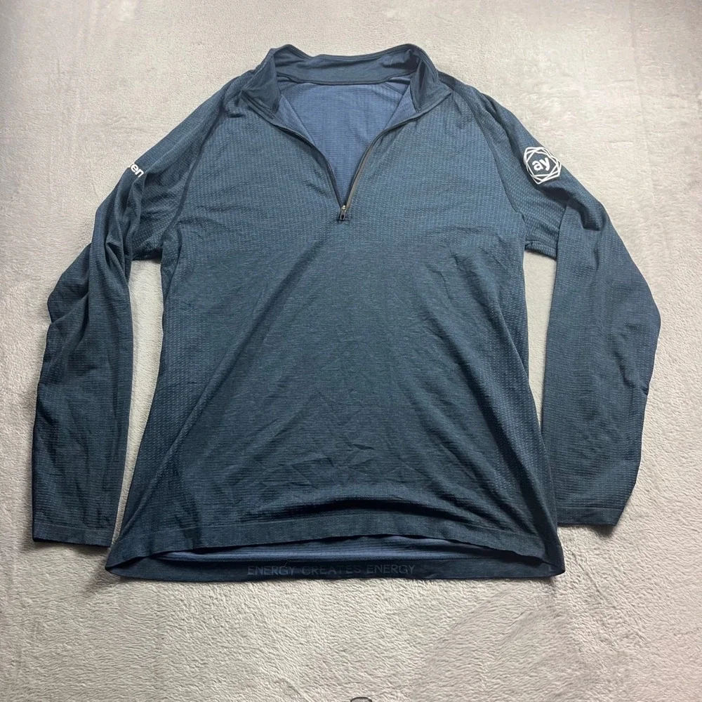 Lululemon Mens Metal Vent Tech Half-Zip Pullover Blue Heathered Size XL